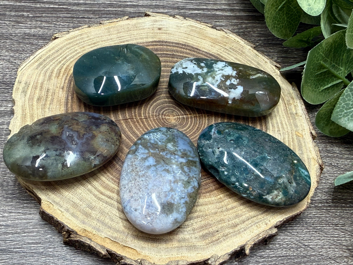 Moss Agate Palm Stones