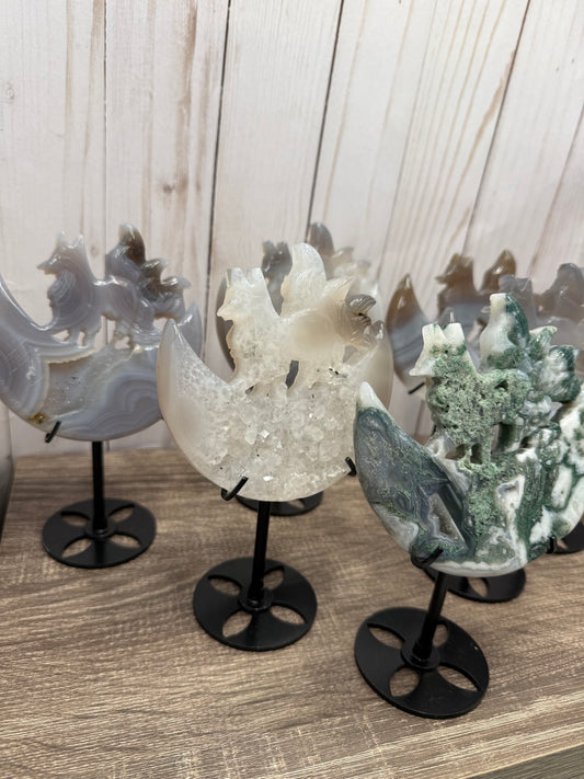Nine Tailed Fox Carvings on Stand