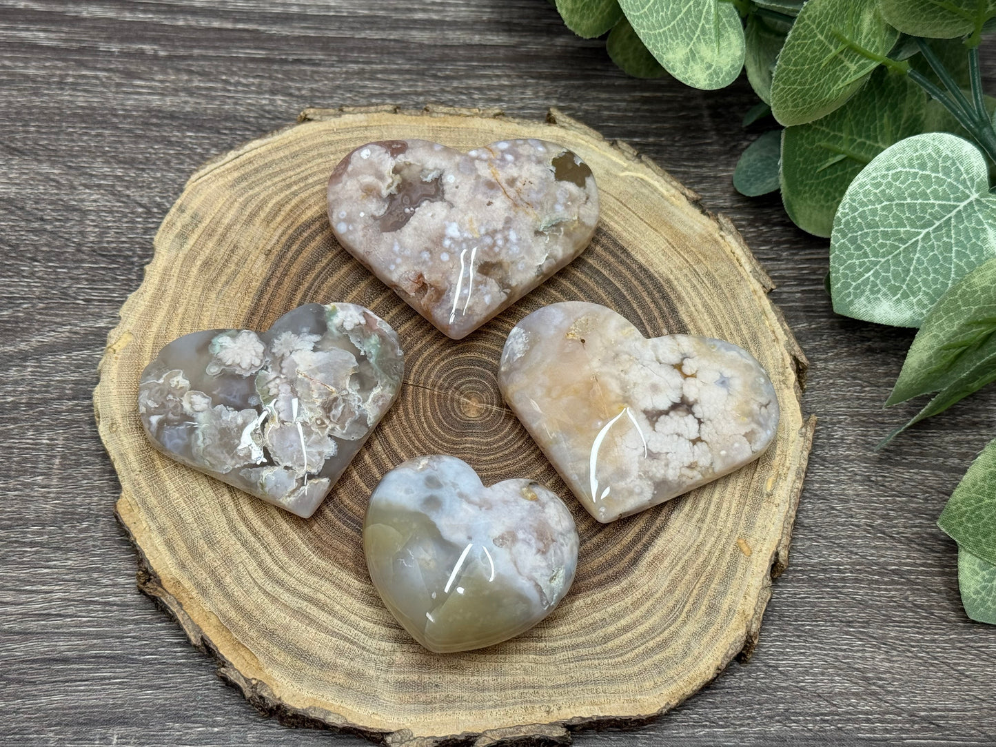 Flower Agate Hearts