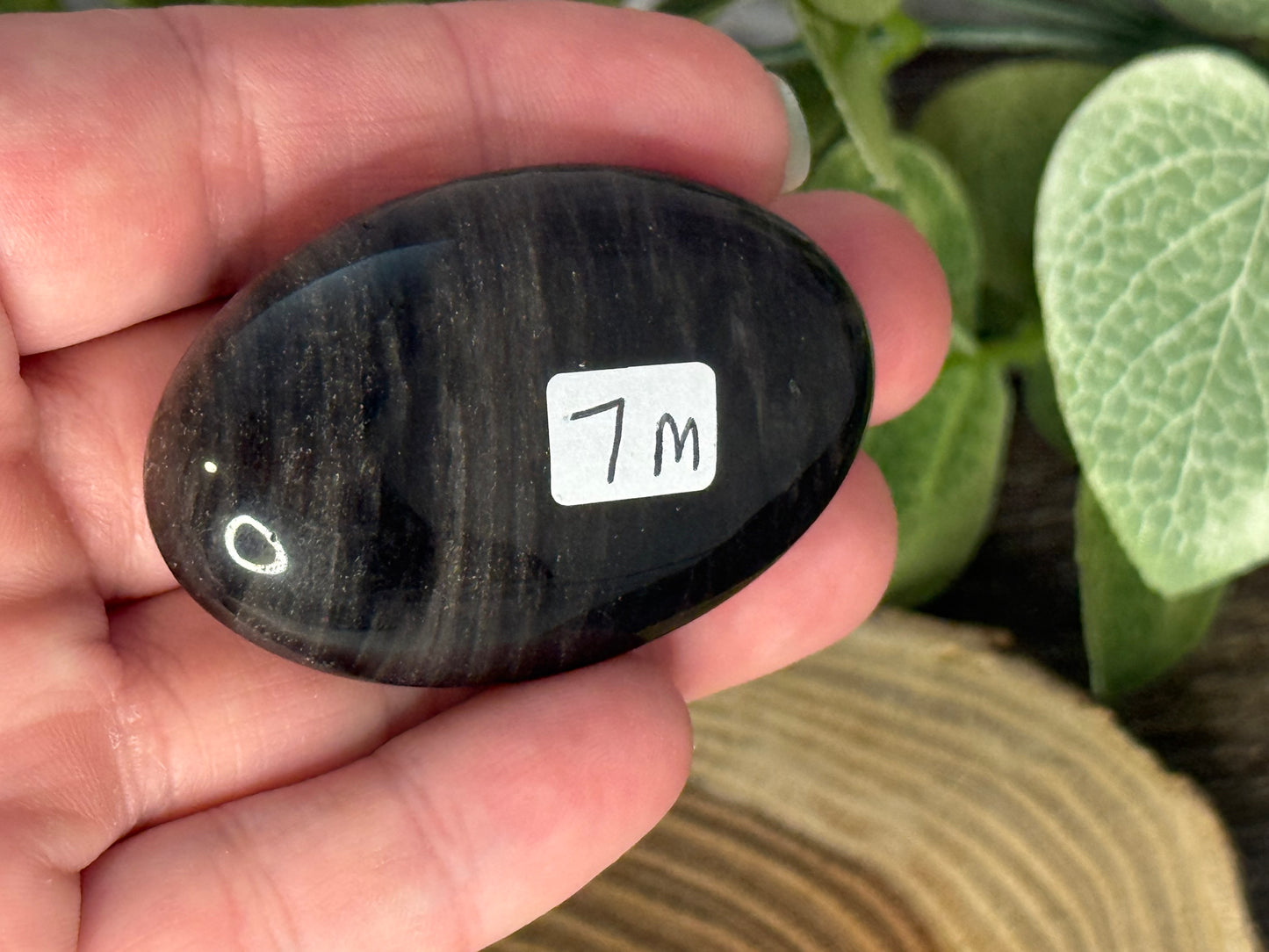 Obsidian - Silver Sheen Palm Stones