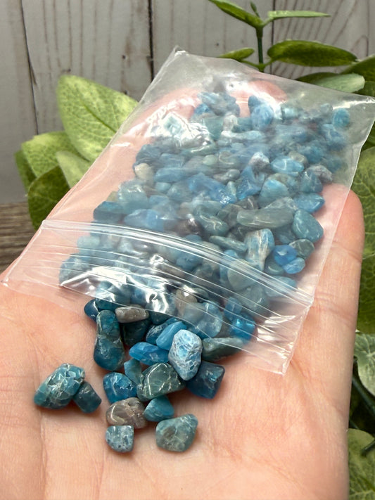 Blue Apatite Crystal Chip Bag