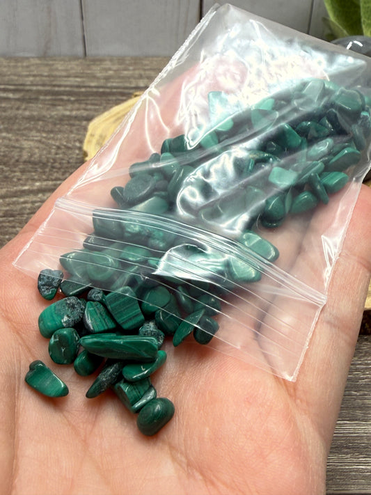 Malachite Crystal Chip Bag