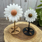 Daisy on Stand - Selenite and orange calcite or tigers eye middles