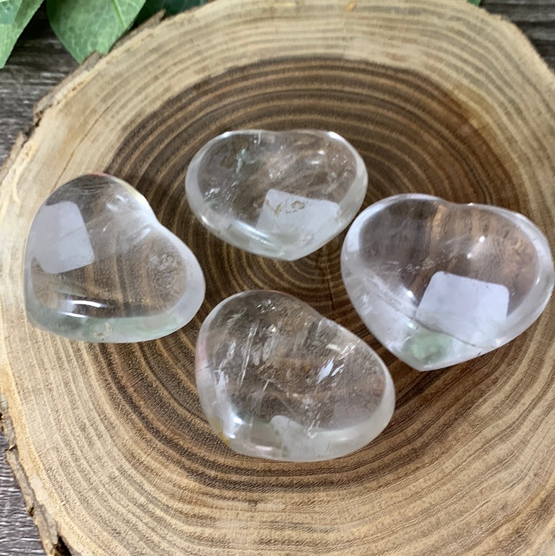 Clear Quartz Carved Hearts