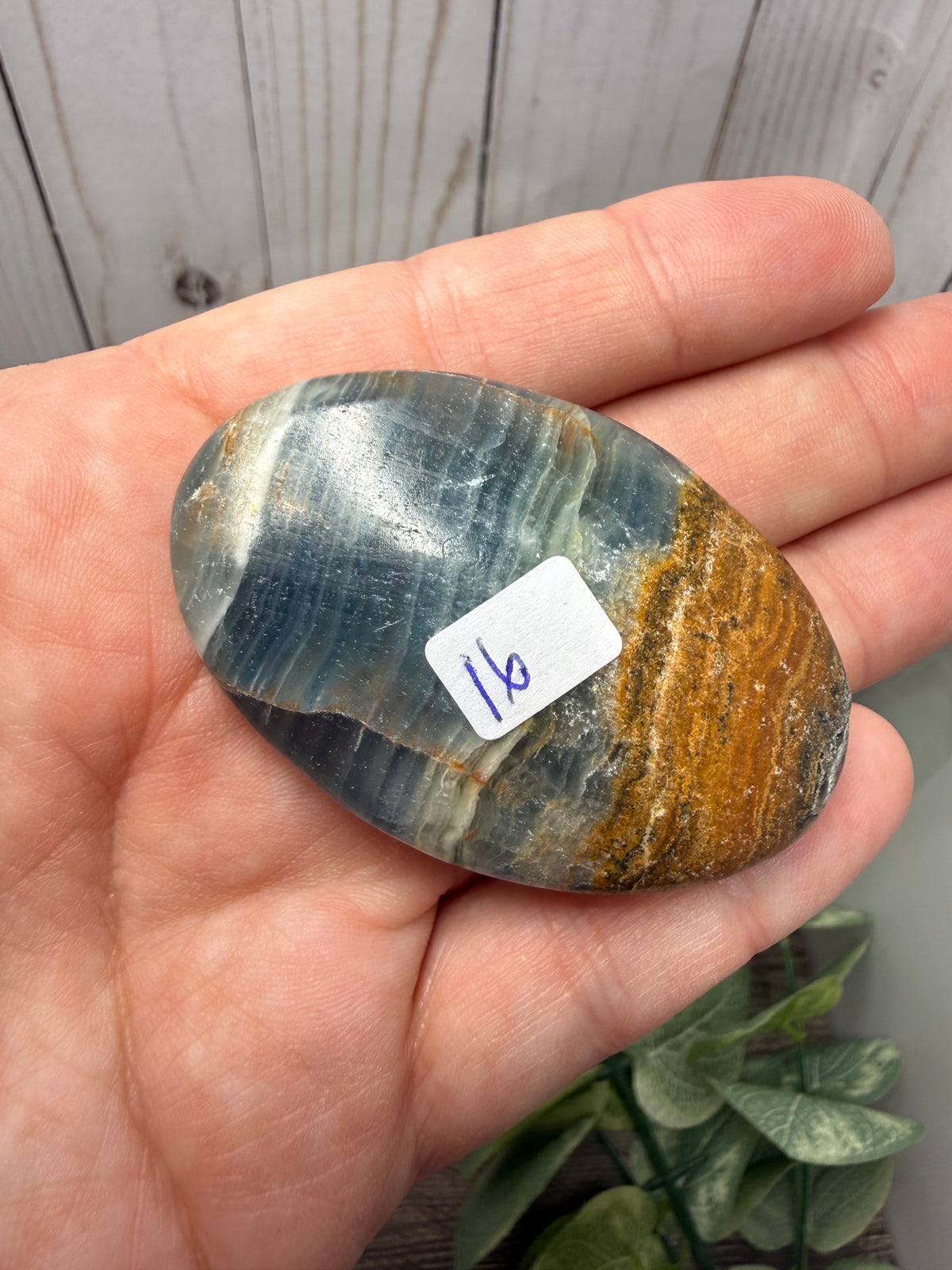 Blue Onyx Palm Stone
