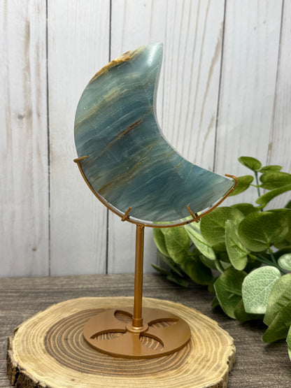 Blue Onyx Moons on Stand