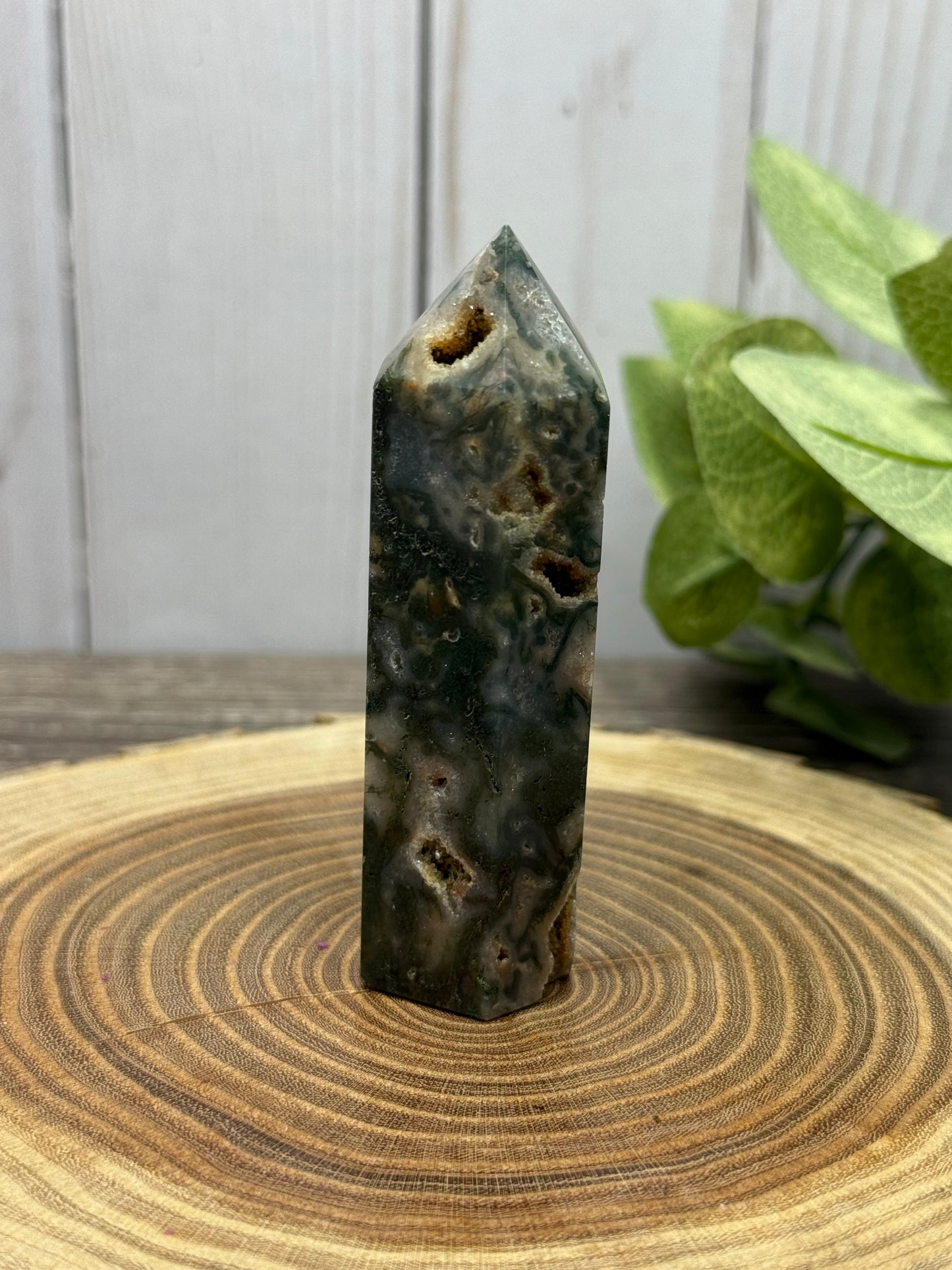 Moss Agate and Carnelian Mixed Tower
