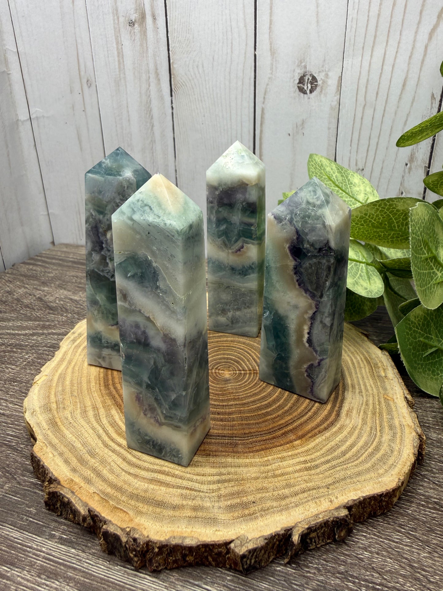 Fluorite Tower (green with a bit of purple, square style)