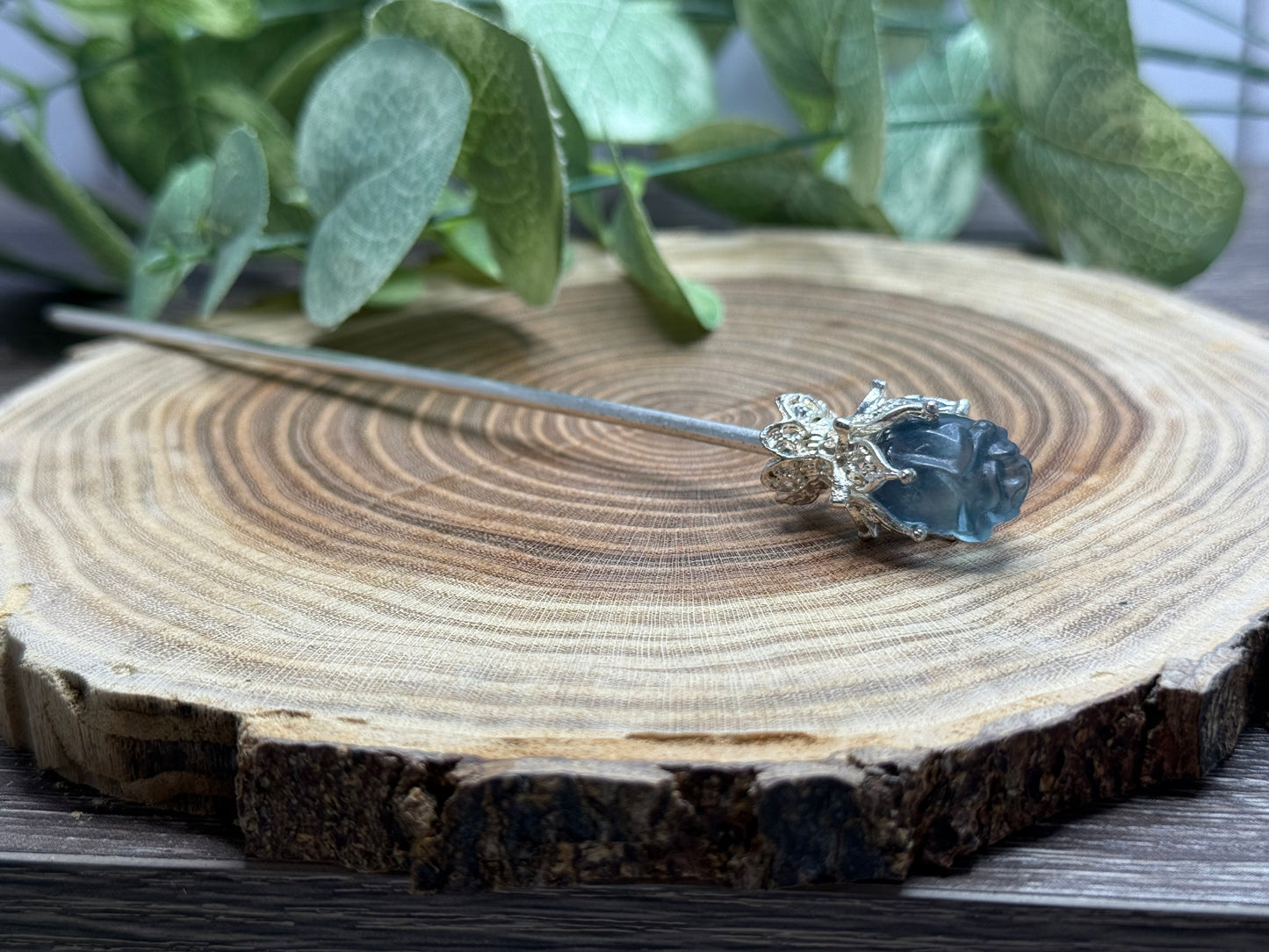 Fluorite Rose Hair Pins