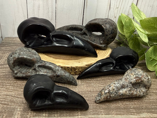 Obsidian & Yooperlite Bird Skulls/Head Carvings