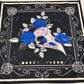 Altar Cloth - bird skull, blue roses, moon phases
