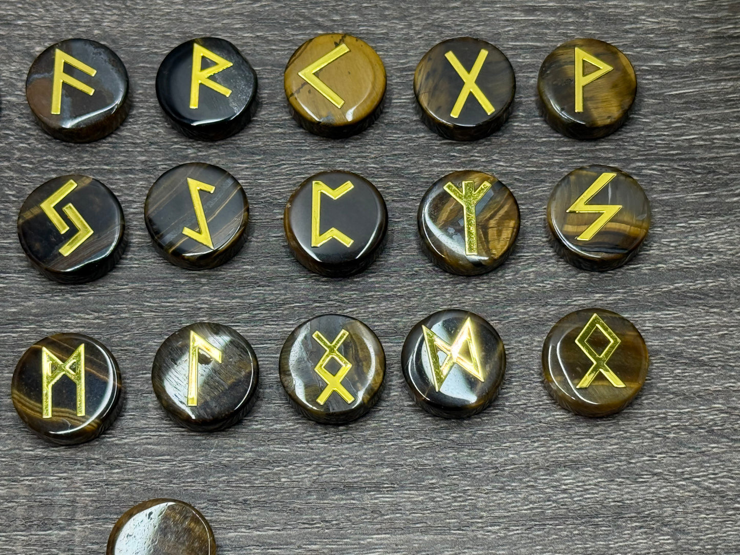 Tigers Eye Rune SetElder Futhark Lettering