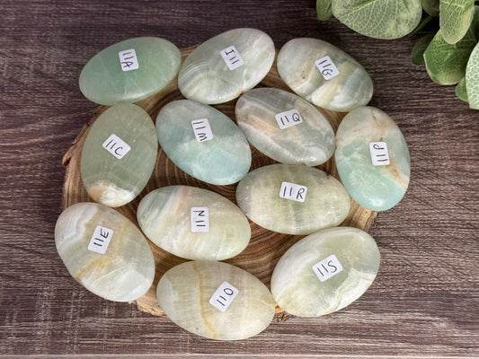 Pistachio Calcite Palm Stone