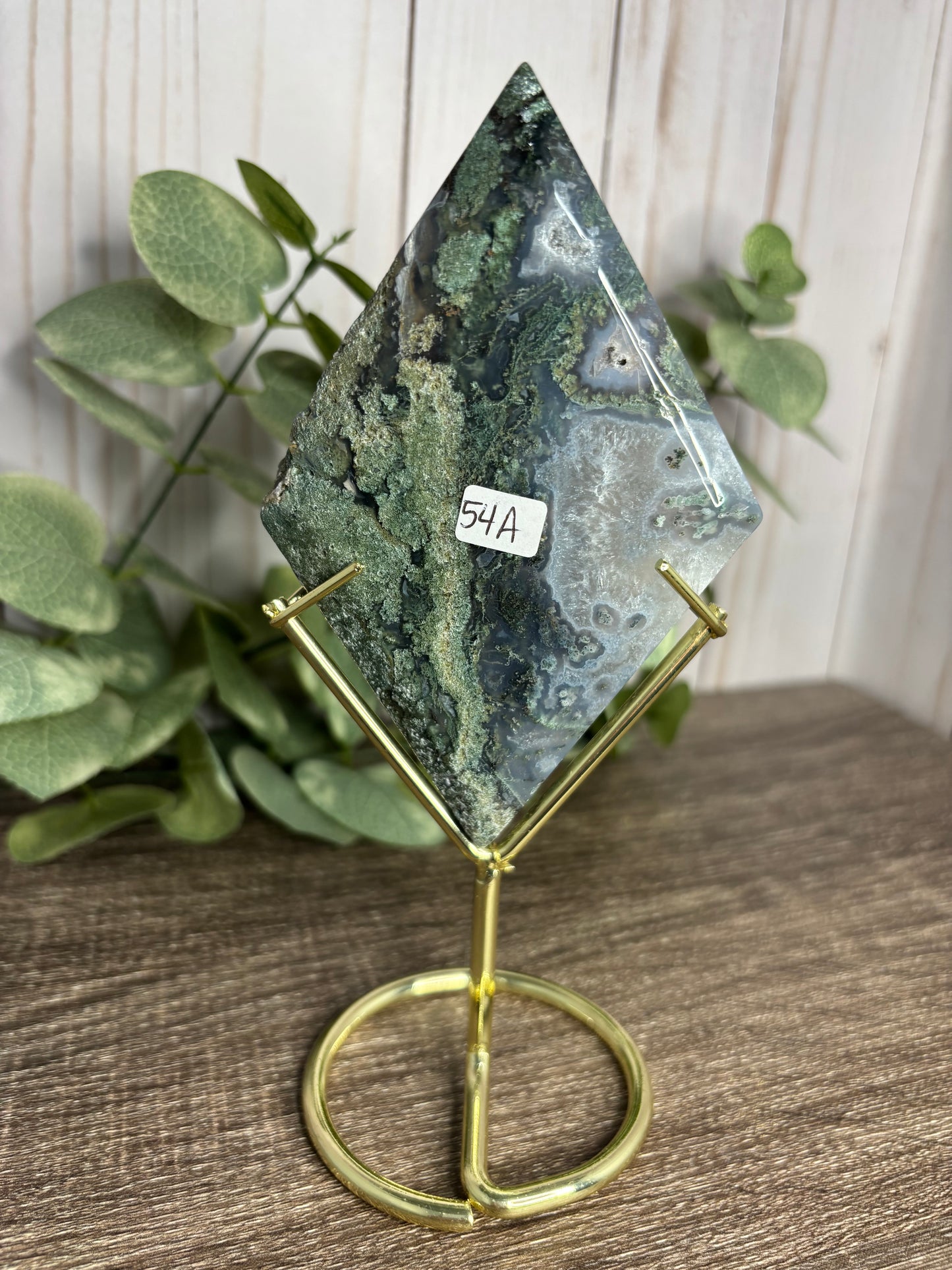 Moss Agate Diamonds with Stand