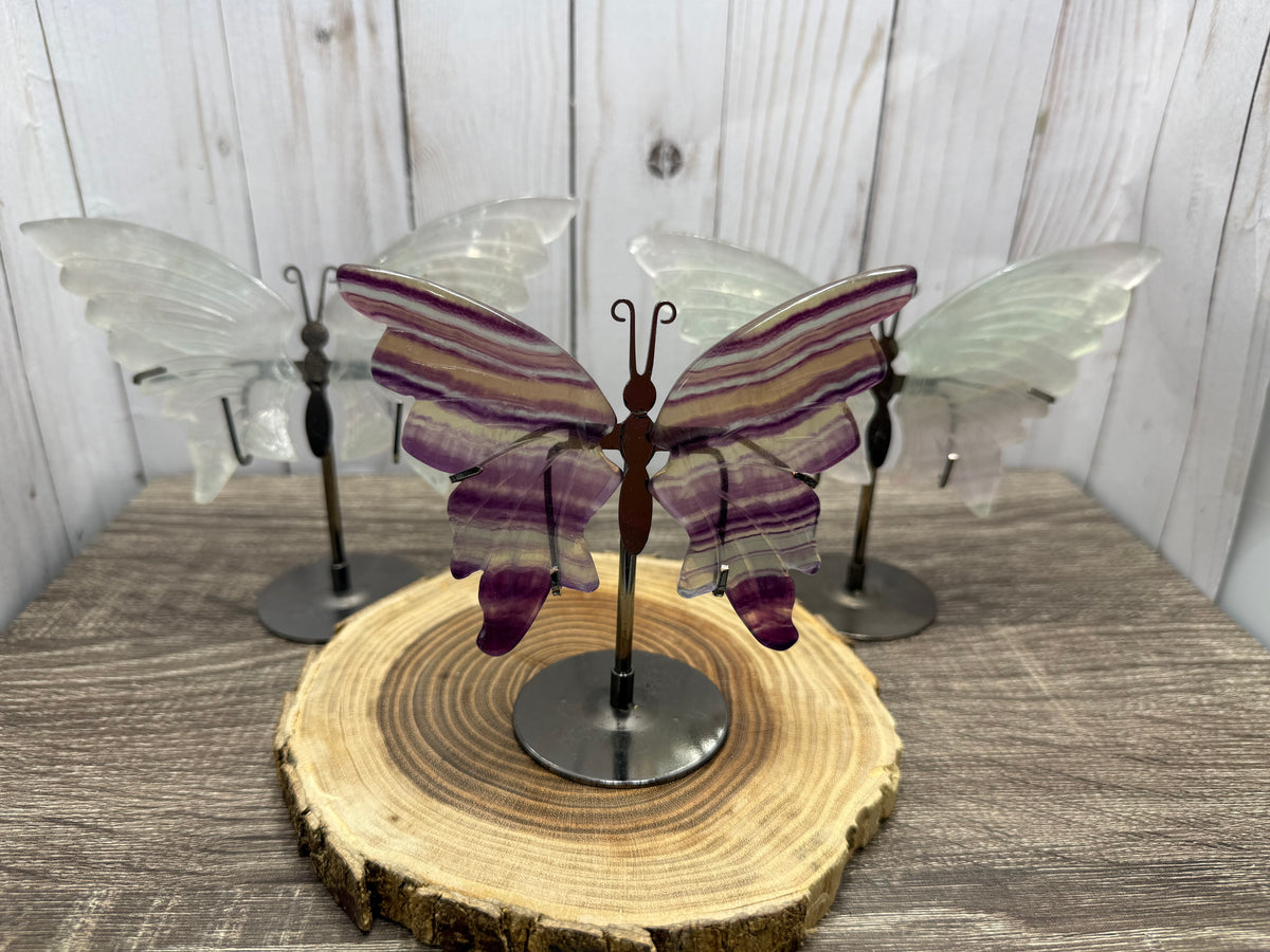 Butterfly Wings on Stand - Fluorite