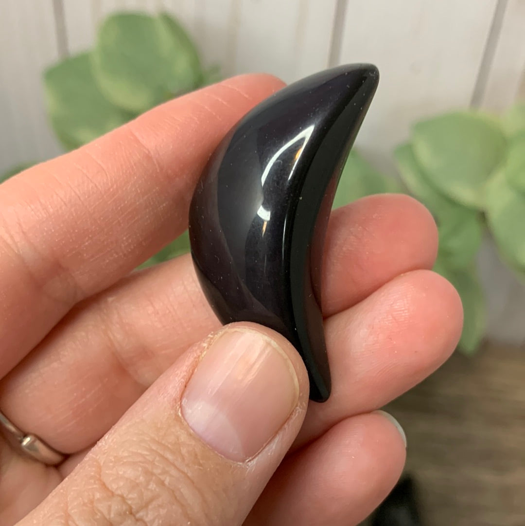 Moon Carvings - Rainbow Obsidian