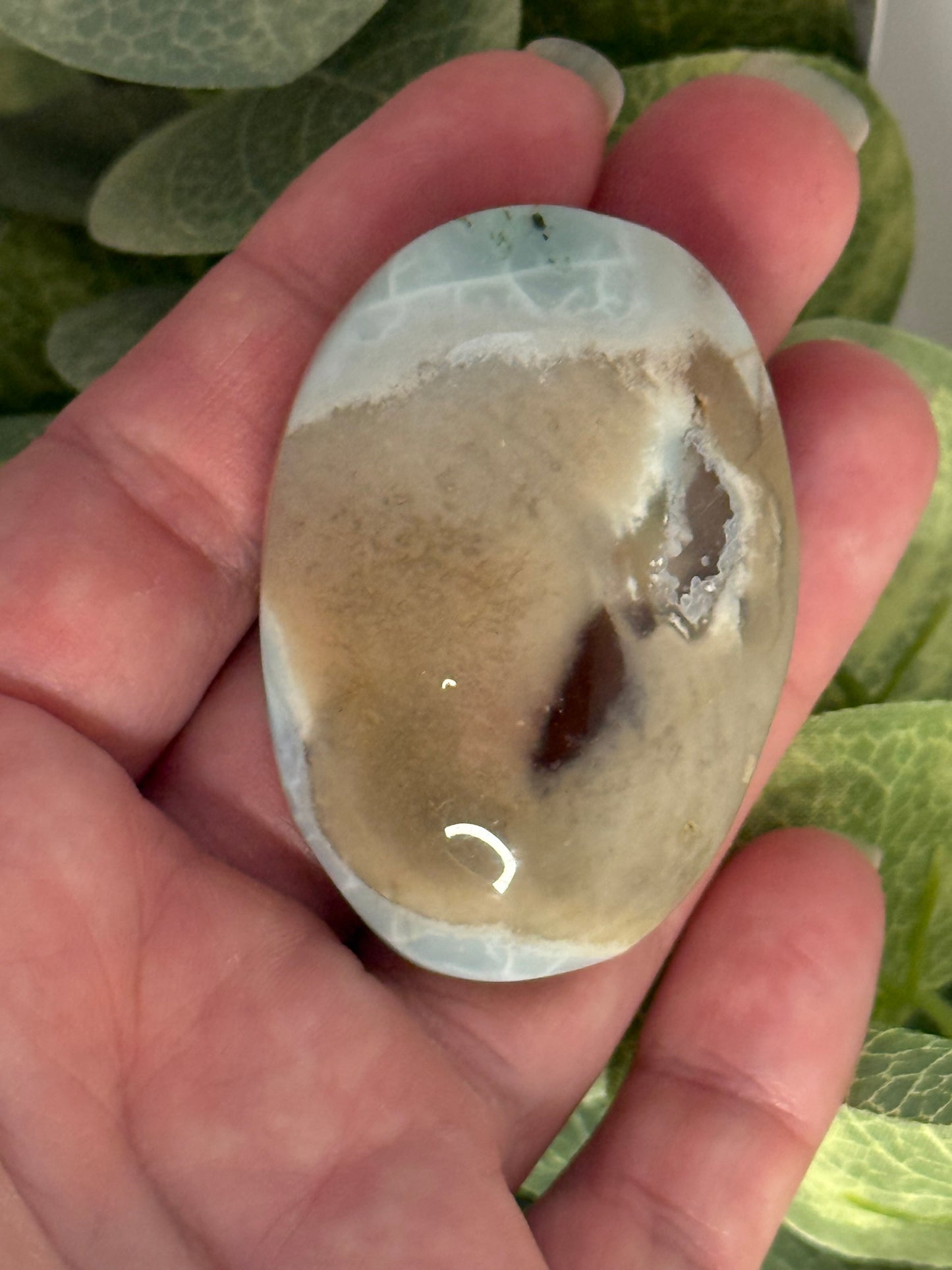 Flower Agate Palm Stones