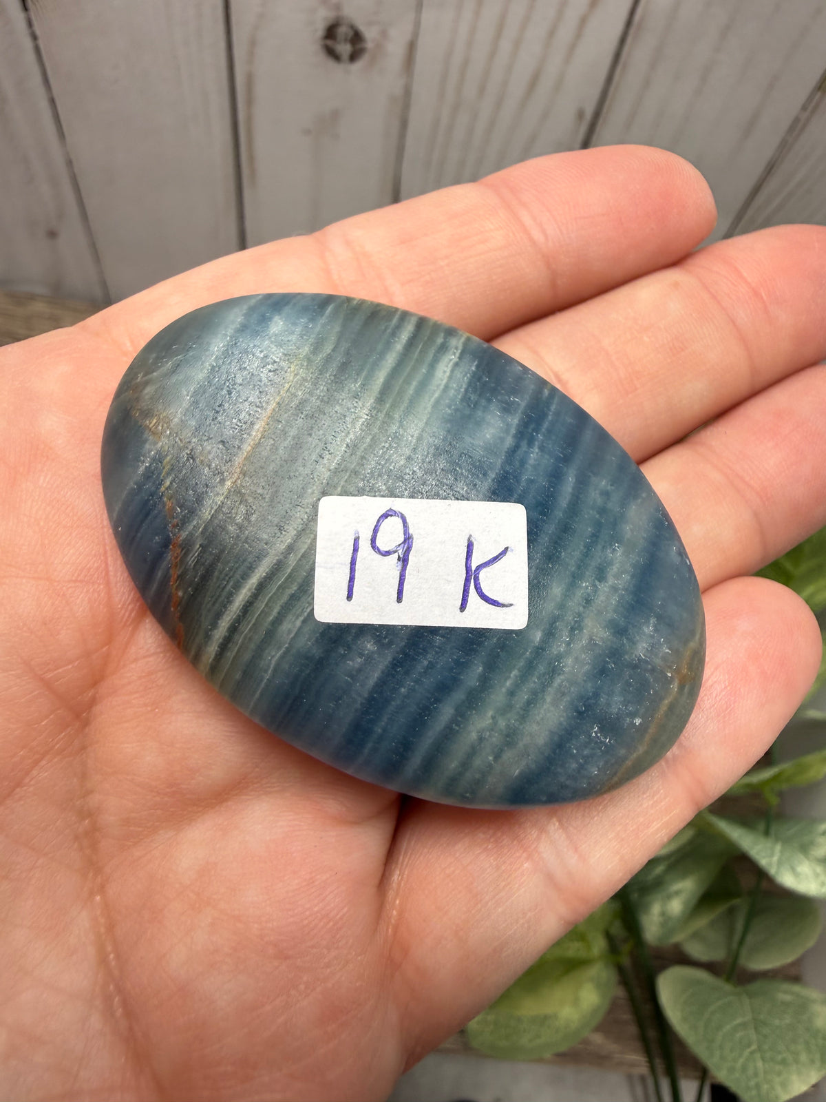 Blue Onyx Palm Stone