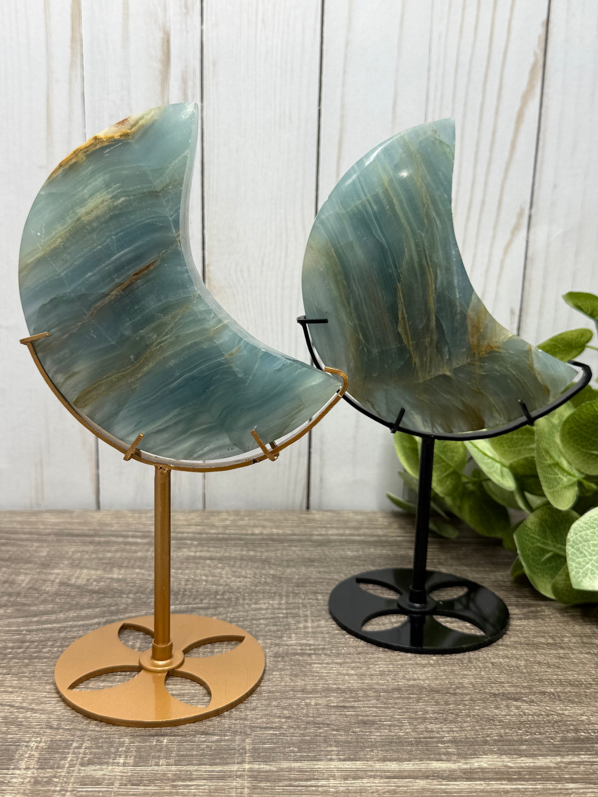 Blue Onyx Moons on Stand