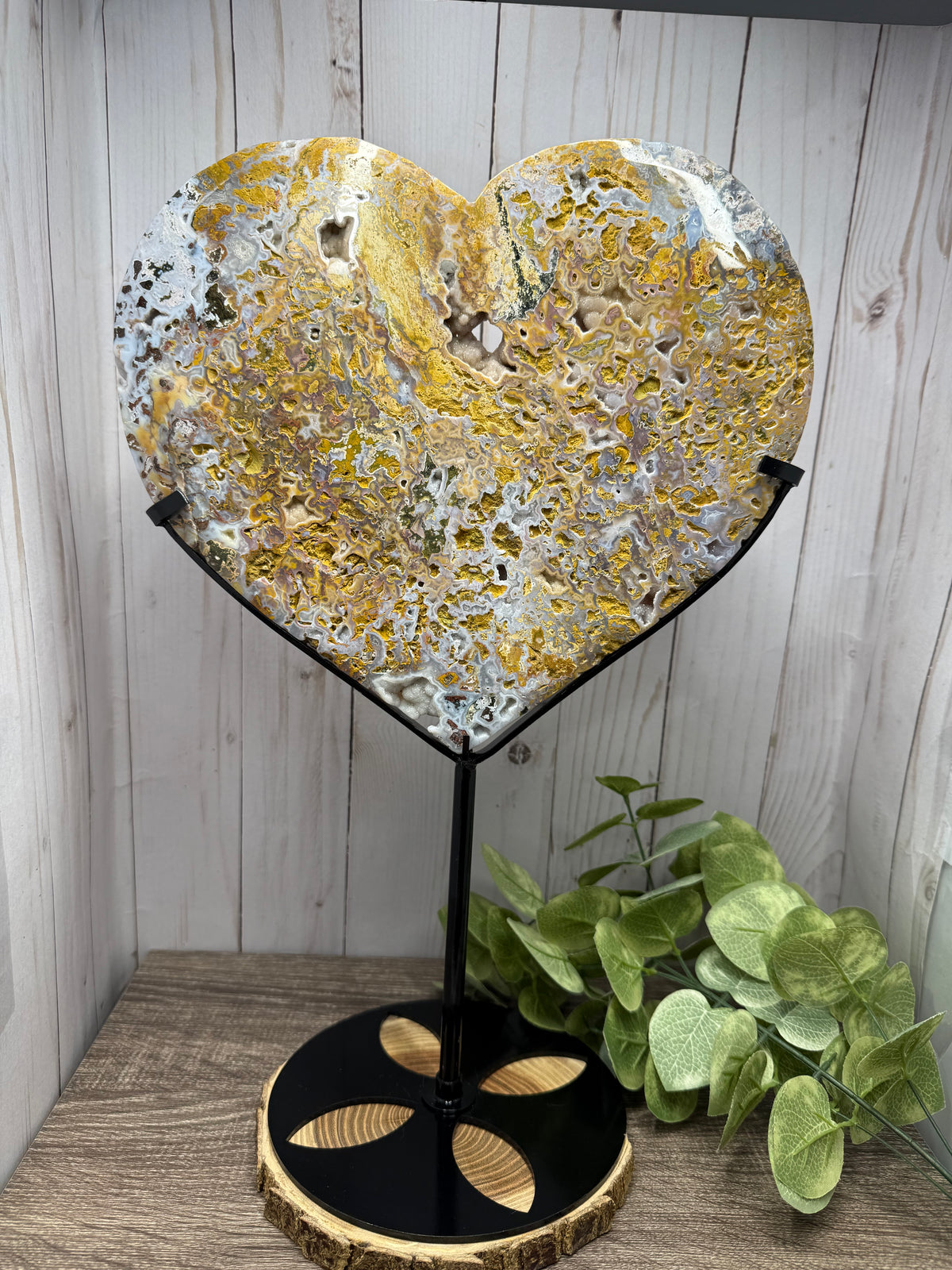 Extra Large Ocean Jasper Heart on Stand