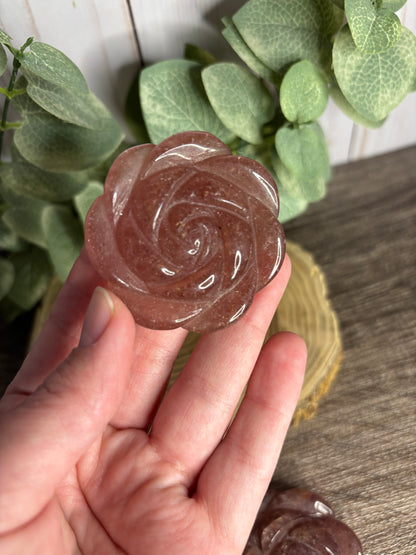 Flower Carvings - Rose Quartz & Strawberry Quartz