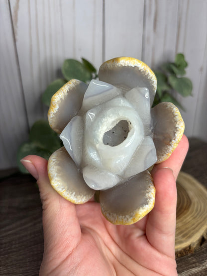 Druzy Agate Lotus Flowers