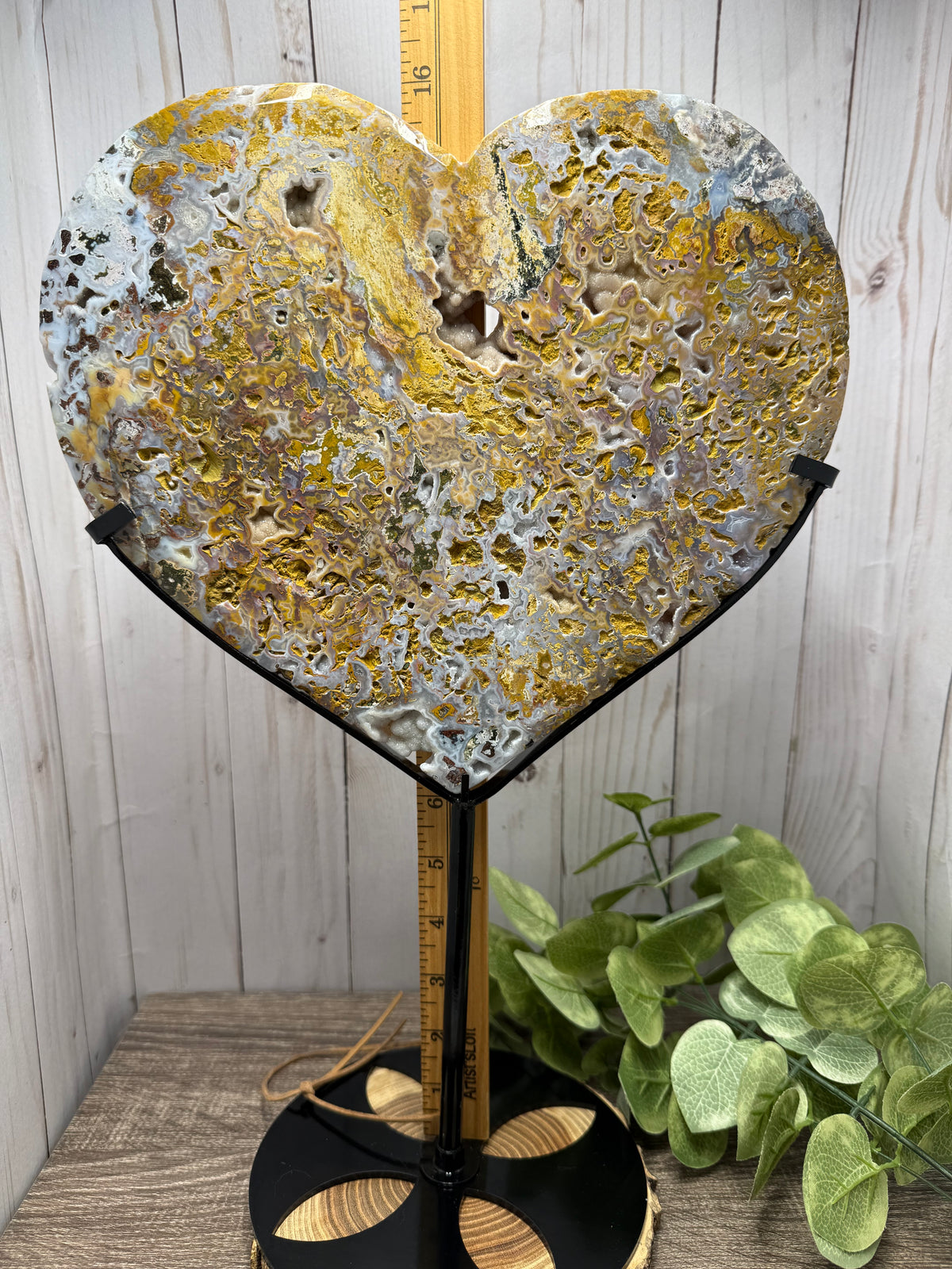 Extra Large Ocean Jasper Heart on Stand