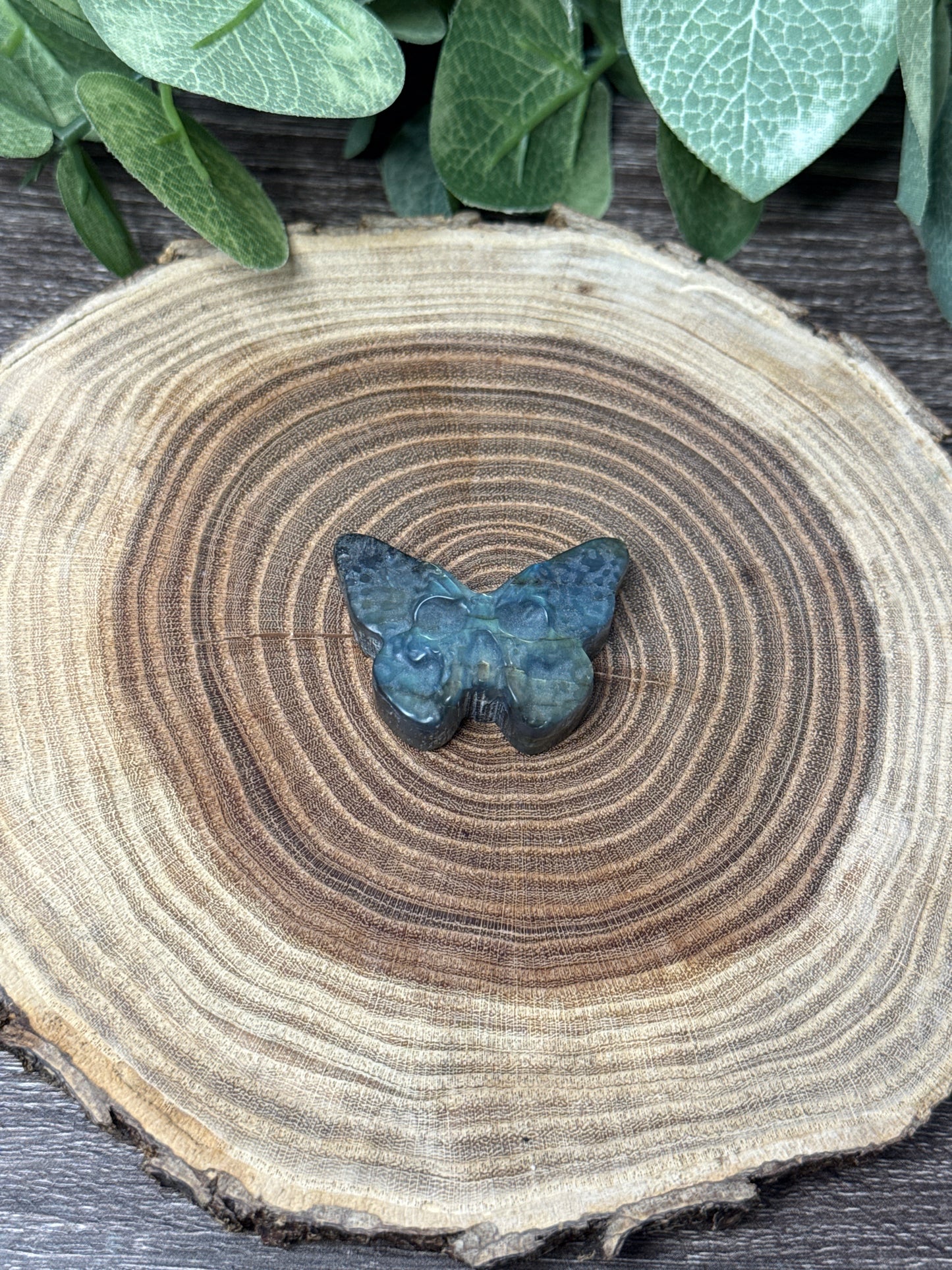 Labadorite Deadhead Moth Carving