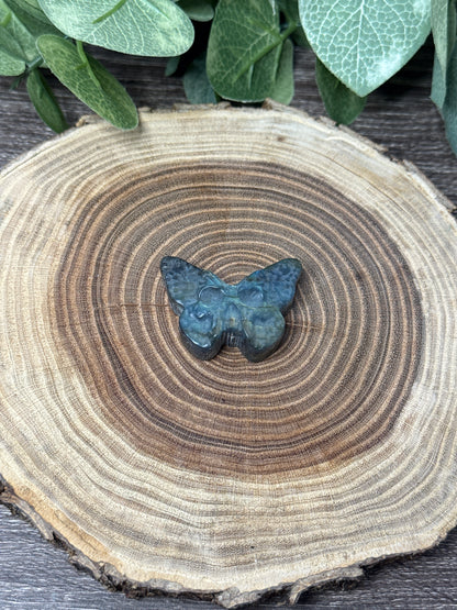 Labadorite Deadhead Moth Carving
