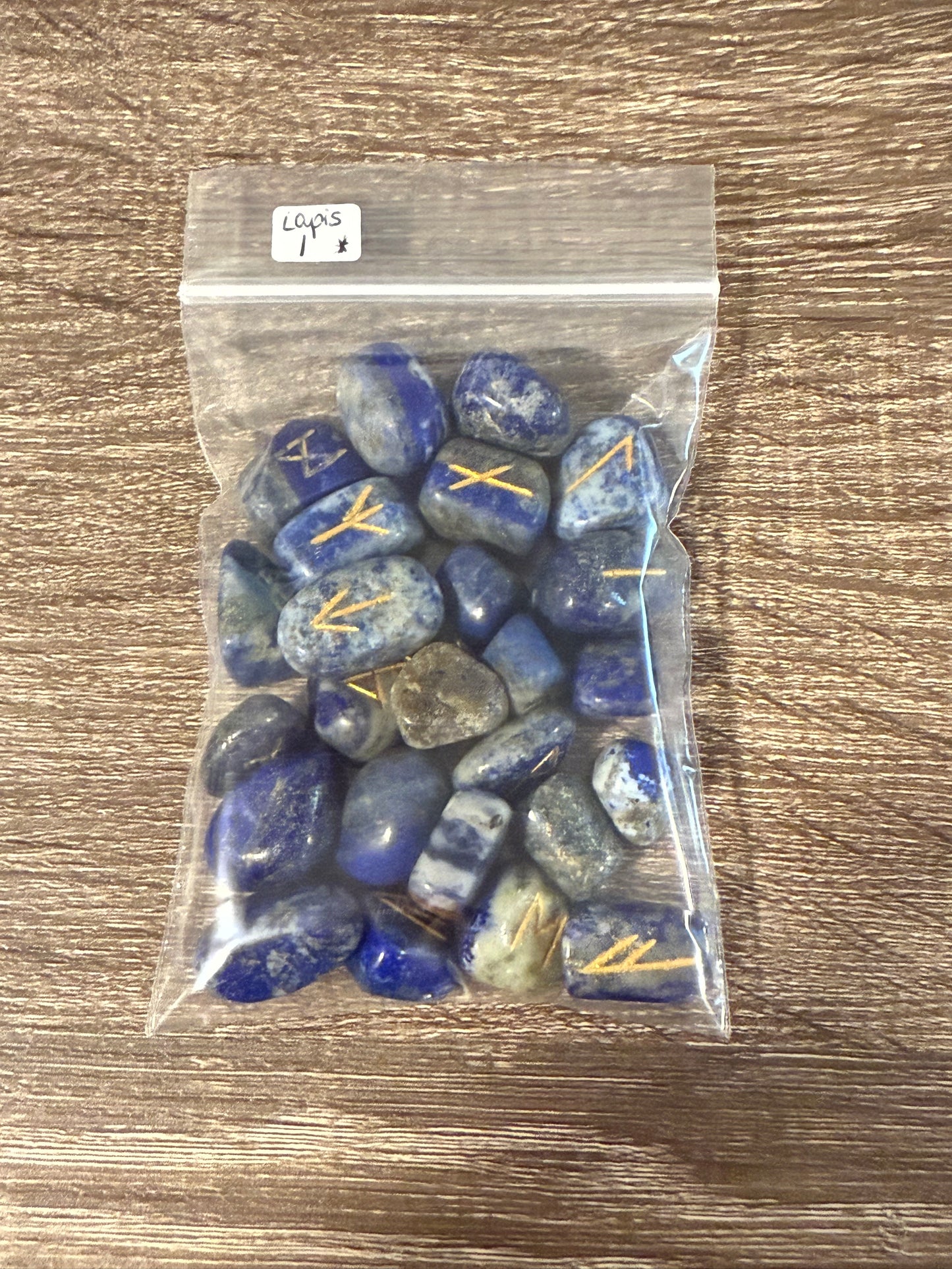 Lapis Lazuli Rune Engraved Elder Futhark Lettering - Set 1