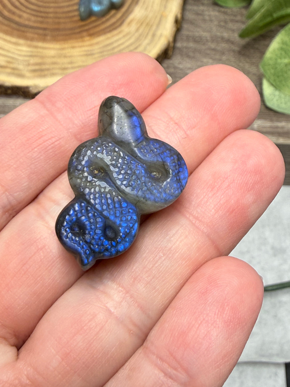 Small Labradorite Snake Carving
