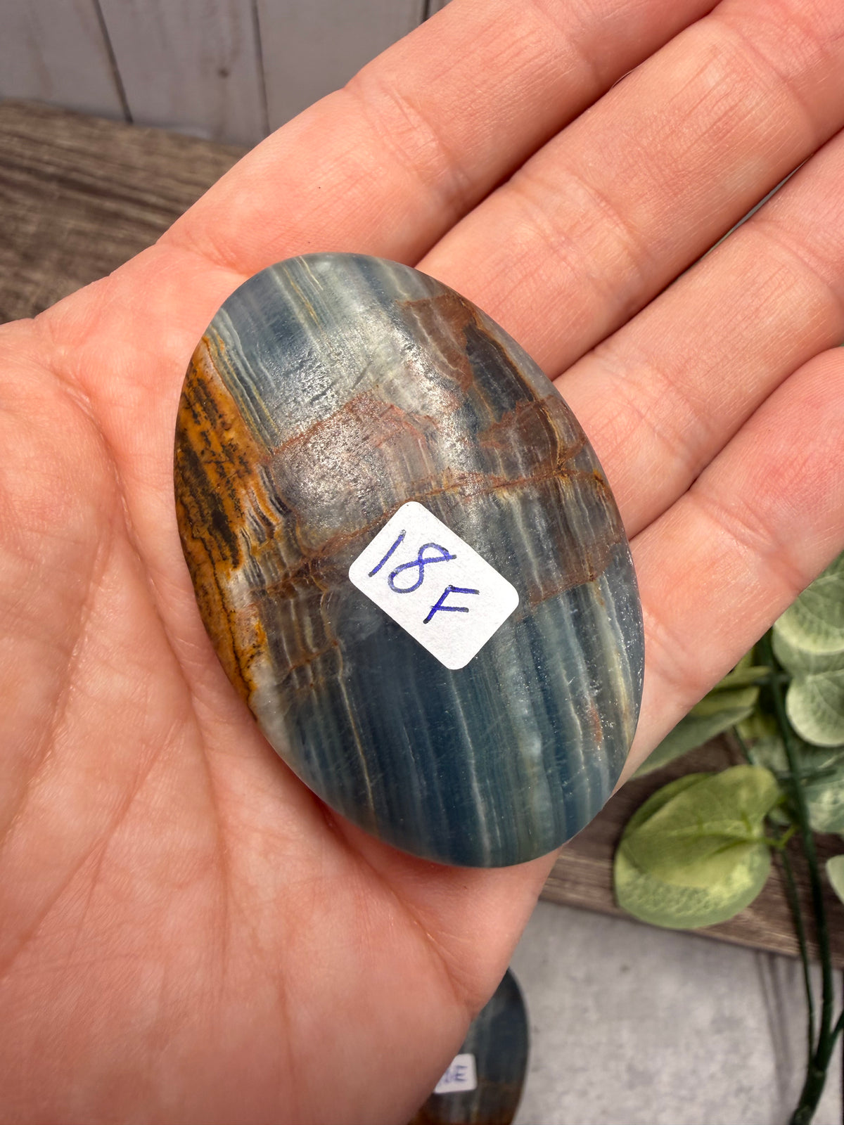 Blue Onyx Palm Stone
