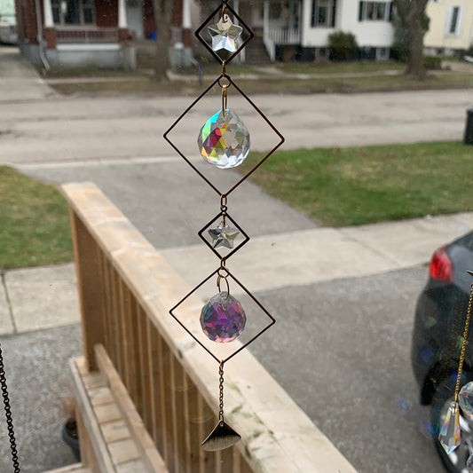 Gold Sun Catcher - Squares with Stars