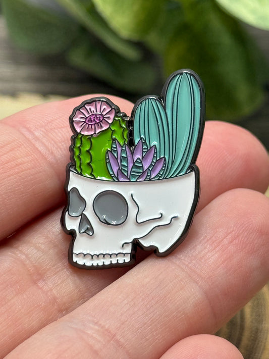 Skull with Cactus Pin