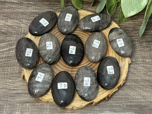 Obsidian - Silver Sheen Palm Stones