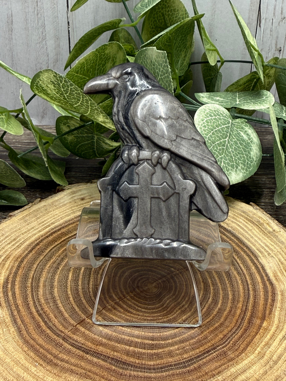 Bird on Toombstone - Sheen Obsidian