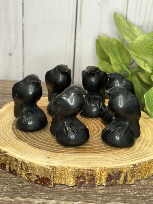 Raven Obsidian Carving - Medium SIze