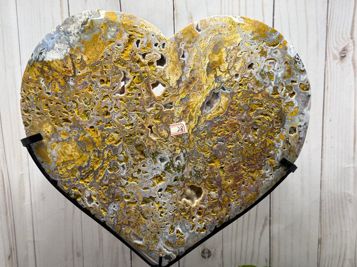 Extra Large Ocean Jasper Heart on Stand