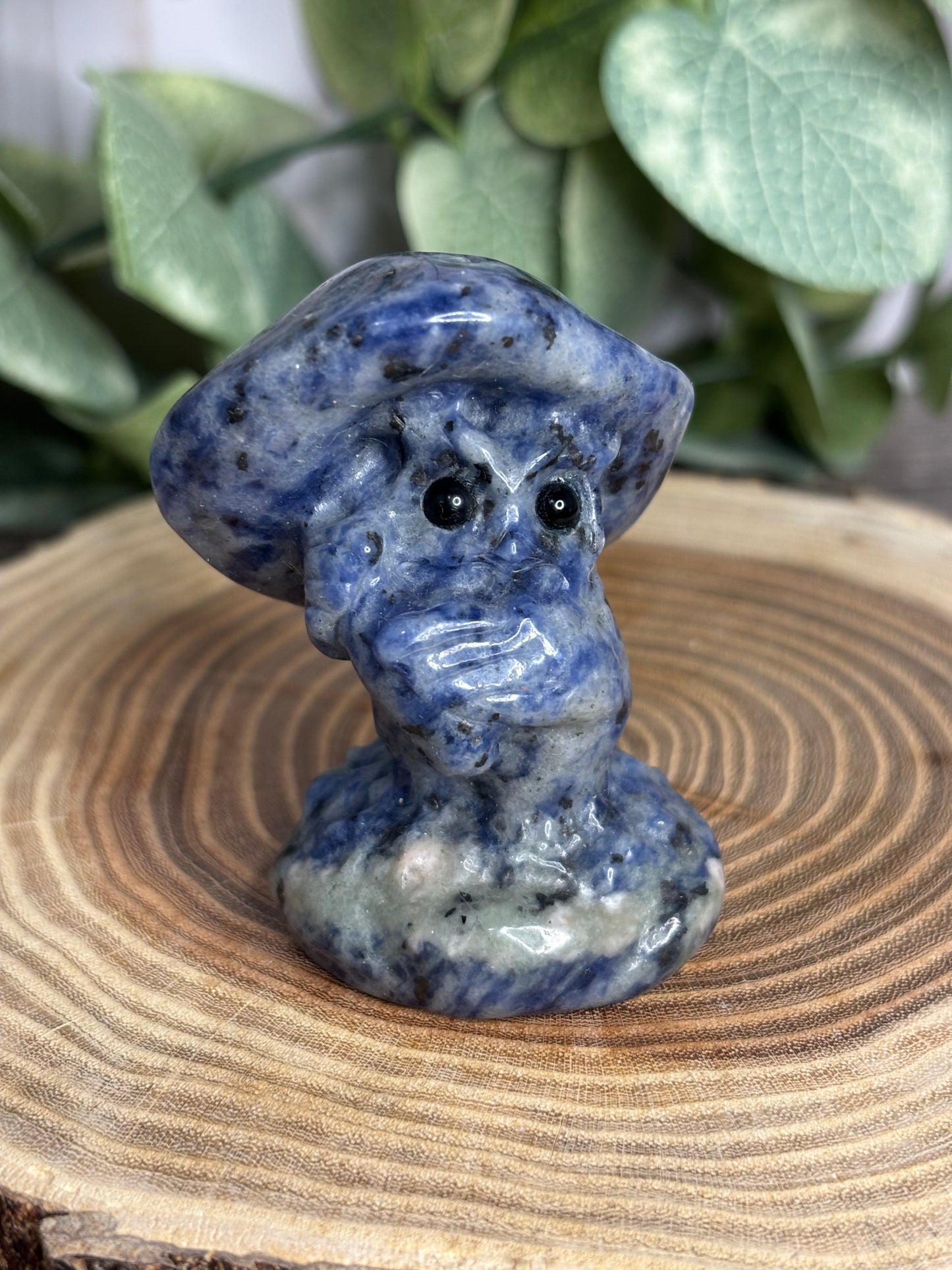 Owl with Mushroom Carvings