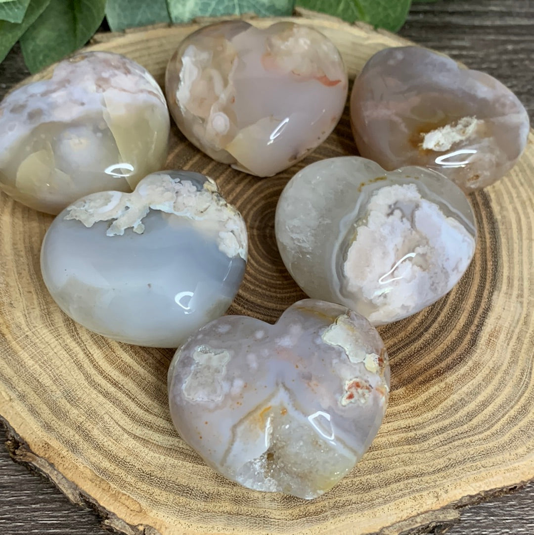 Flower Agate Hearts