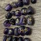 Amethyst Rune Stones Set Crystal with Elder Futhark Letterings - Set 2