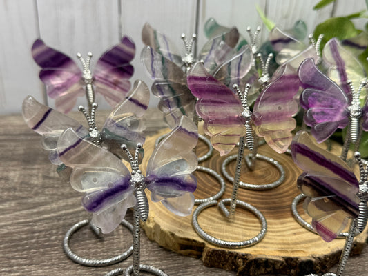 Small Butterfly Wings on Stand - Fluorite