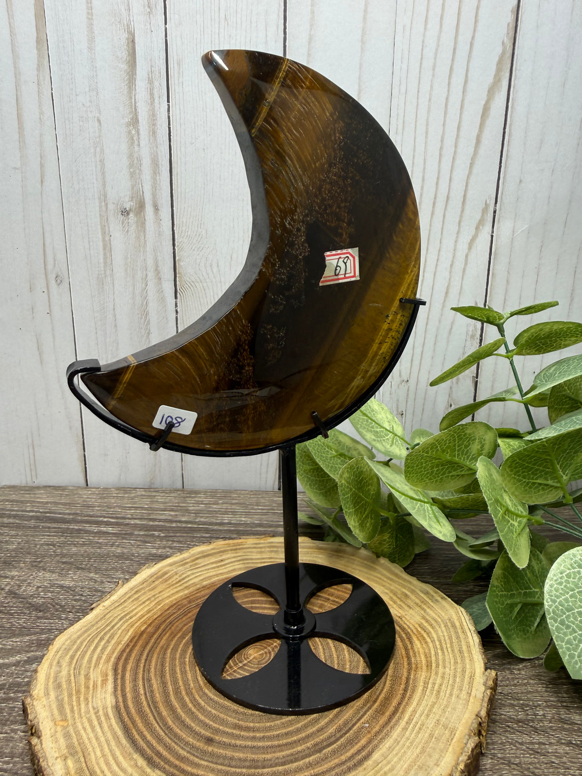 Tigers Eye Moon on Stand