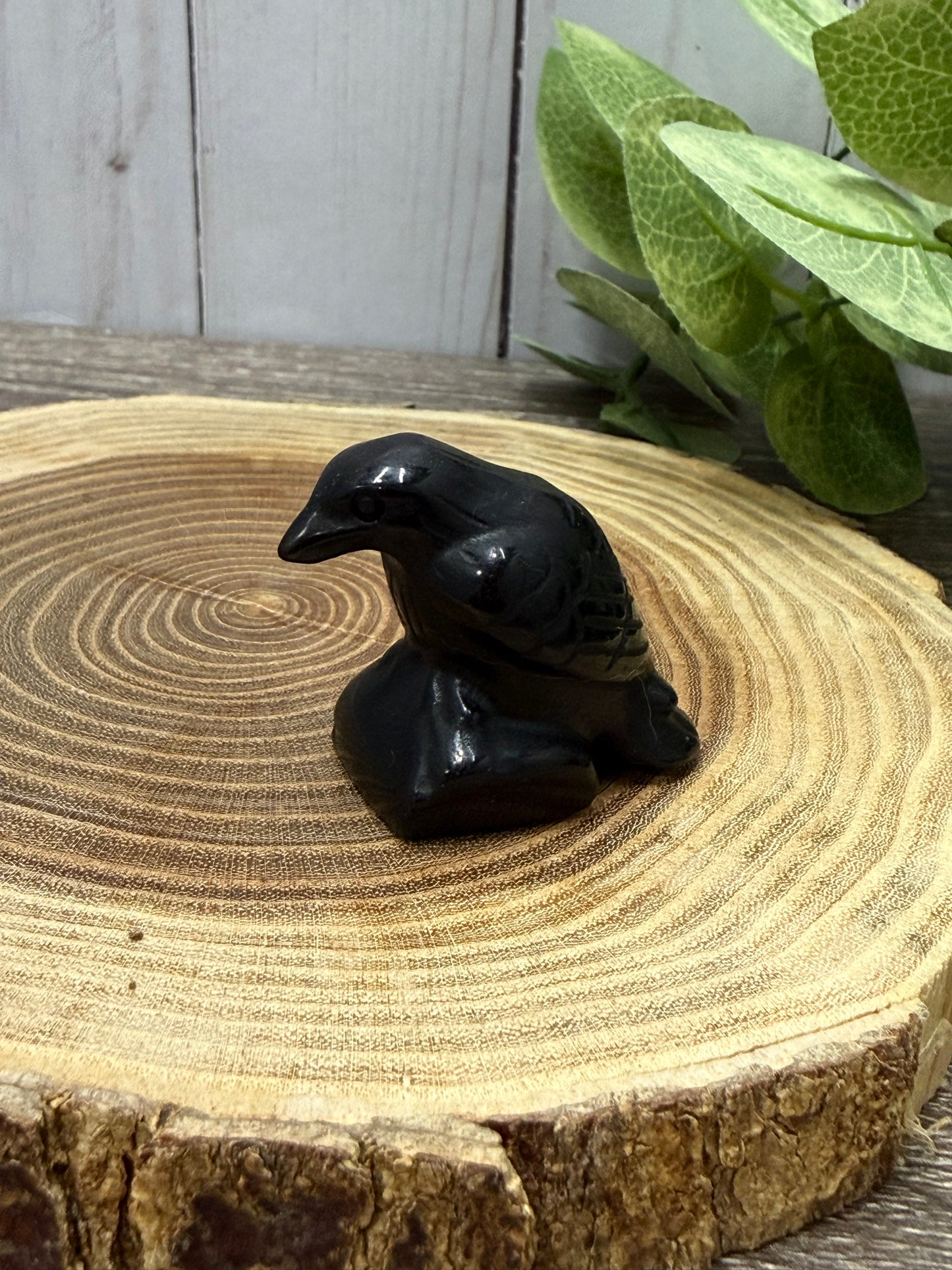 Raven Obsidian Carving - Medium SIze