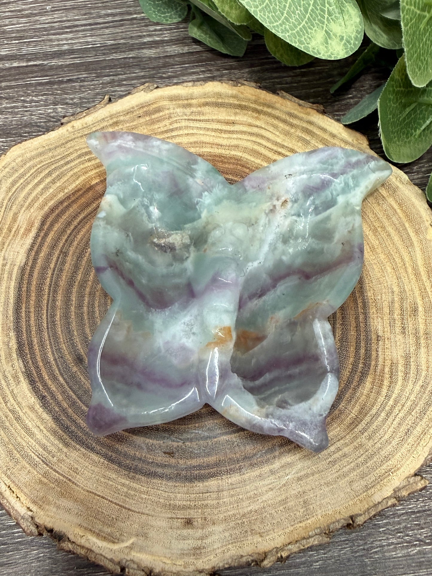 Butterfly Dish Carving - Fluorite