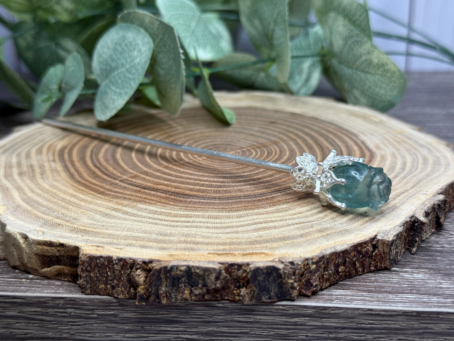 Fluorite Rose Hair Pins