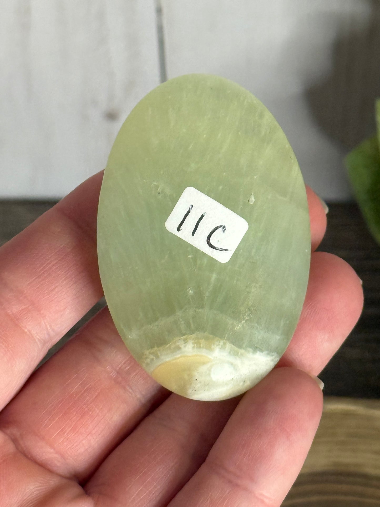 Pistachio Calcite Palm Stone