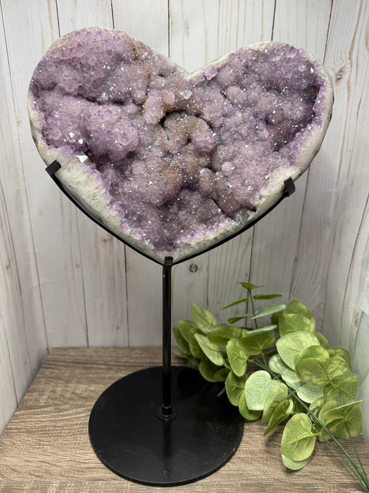 Extra Large Amethyst Heart on Stand