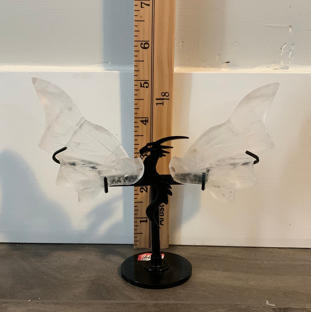 Dragon Wings on Stand - Clear Quartz Small