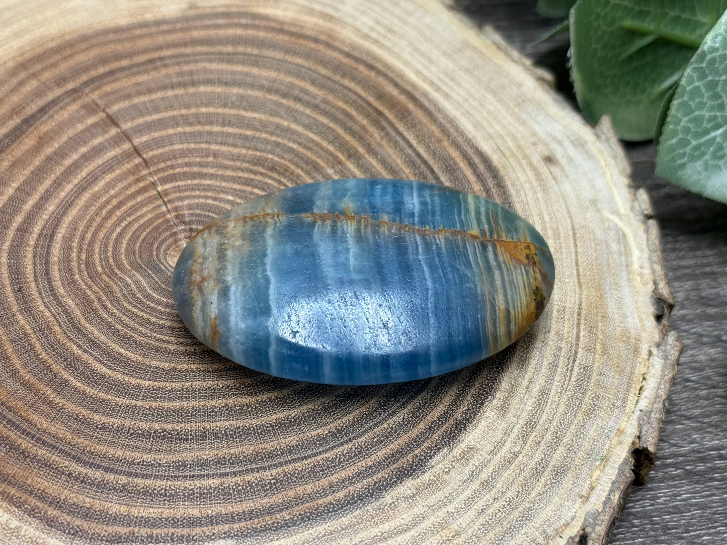 Blue Onyx Palm Stone